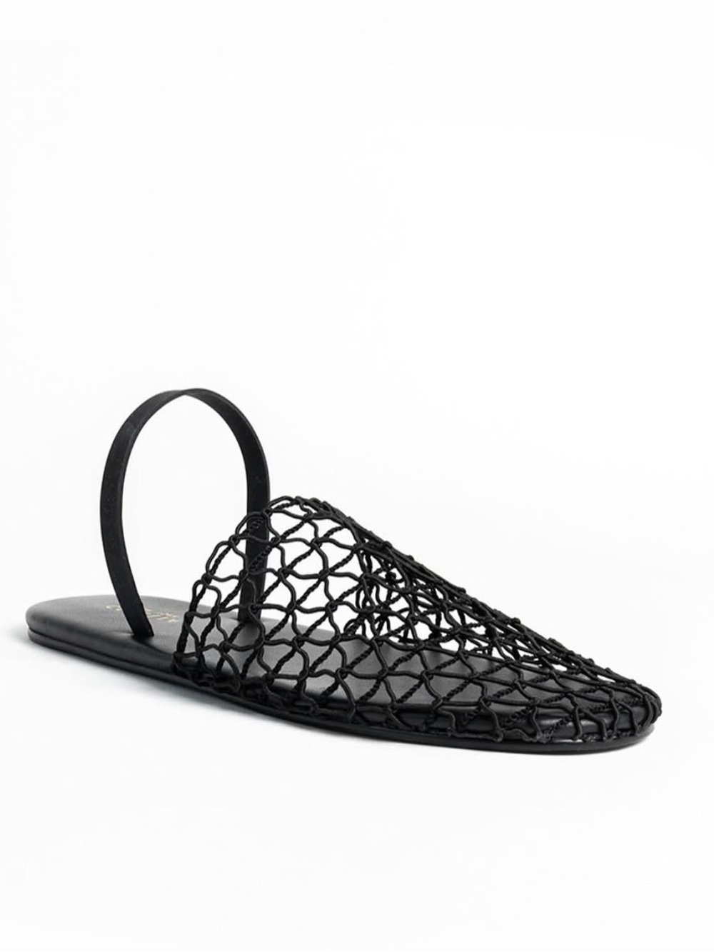 Cecelia New York Aria Flats Sandals Black Net Mesh Upper Sling Back